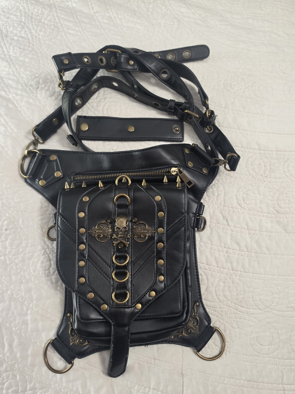 Black Gothic Studded Crossbody Harness Bag